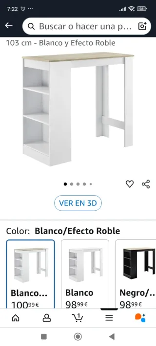 Mesa alta de comedor/oficina 110x50x103cm