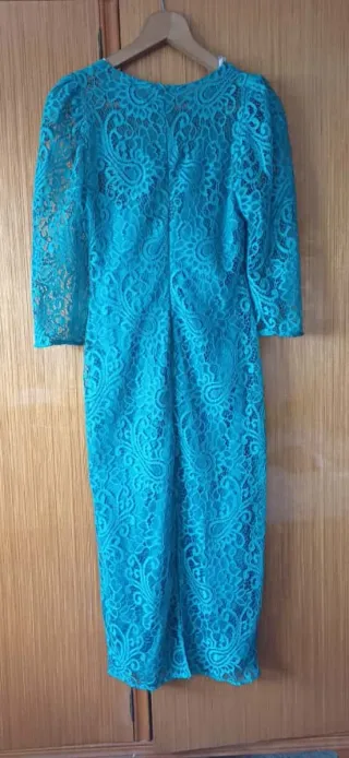 Vestido de encaje verde azulado