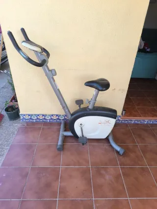 Bicicleta Estática Gris y Blanca