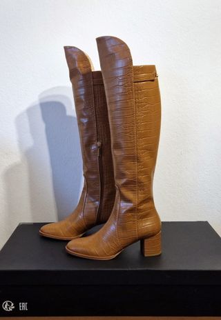 Stivali,tacco,pelle,marrone,Elisabetta Franchi,N37