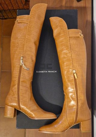 Stivali,tacco,pelle,marrone,Elisabetta Franchi,N37