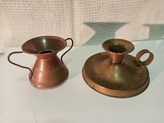 Portacandele ottone e anfora rame