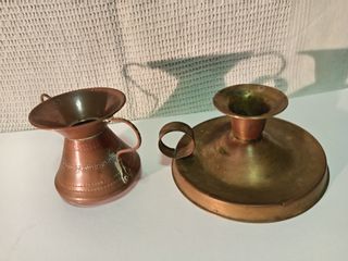 Portacandele ottone e anfora rame