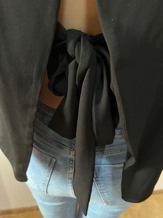 Blusa con lazo Zara Negra Talla M