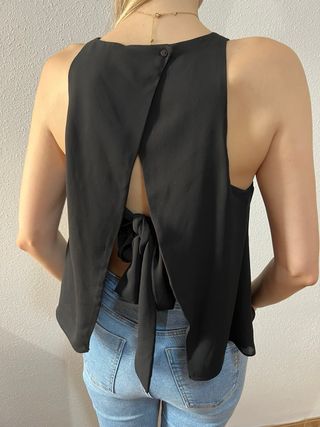 Blusa con lazo Zara Negra Talla M