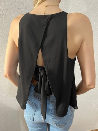 Blusa con lazo Zara Negra Talla M