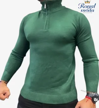 Ya esta aqui Jersey hombre cuello alto cremallera