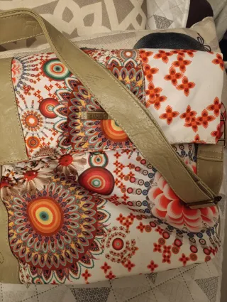 Bolso Desigual Piel Beige Multicolor
