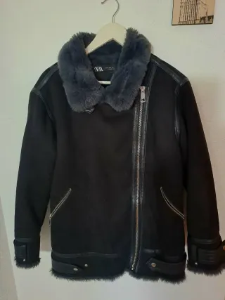 Chaqueta Zara Mujer Negra/Gris Talla M