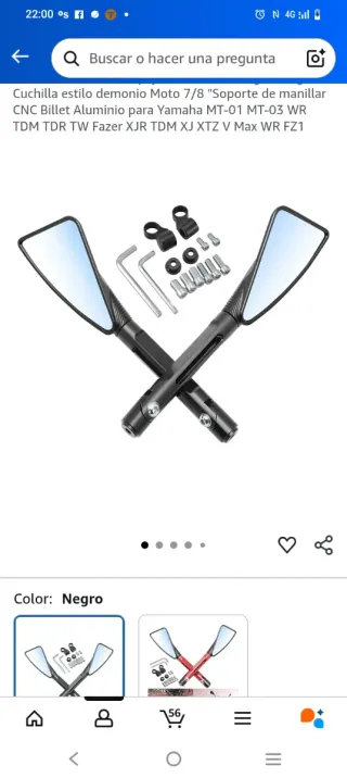 Espejos Moto CNC Aluminio Negro