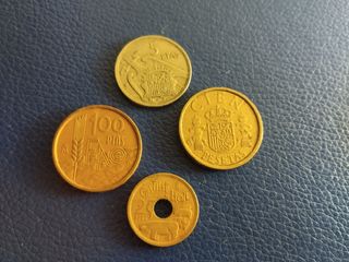 Lote 4 monedas antiguas pesetas España