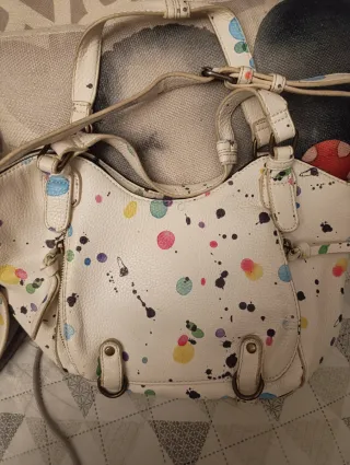 Bolso Desigual blanco lunares