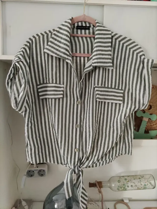 Camisa rayas oversize verde y blanco