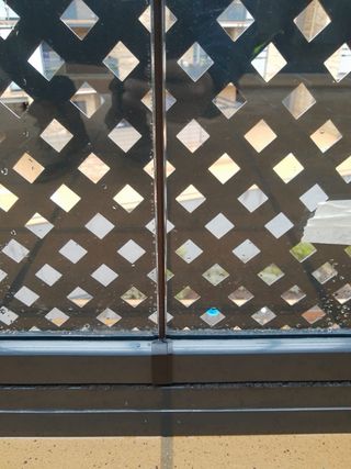 Cortina de Cristal Gris y Transparente