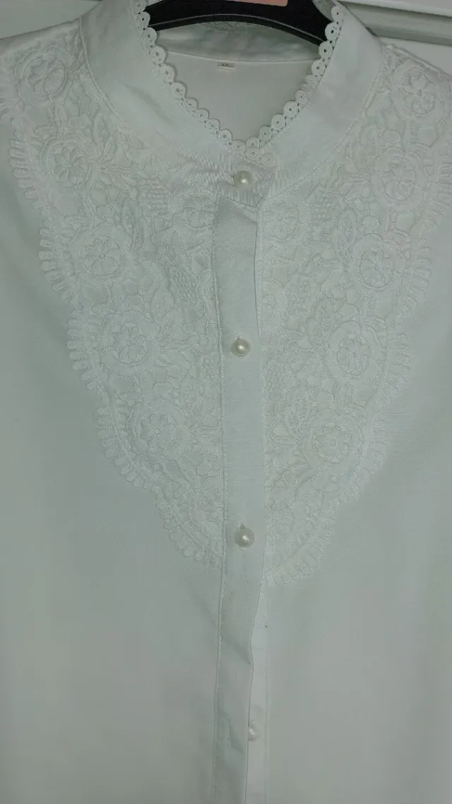 Camisa blanca encaje Talla grande