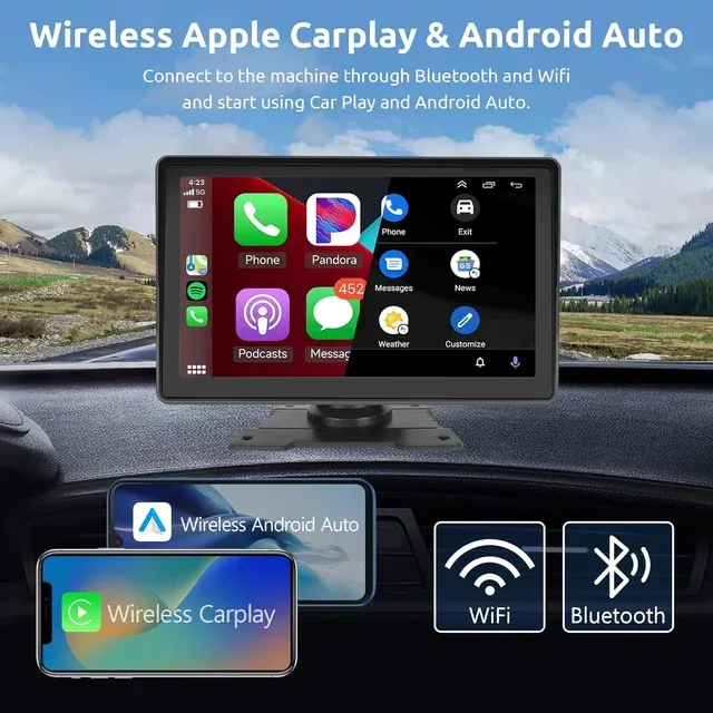 Pantalla CarPlay 7" táctil con Bluetooth y FM