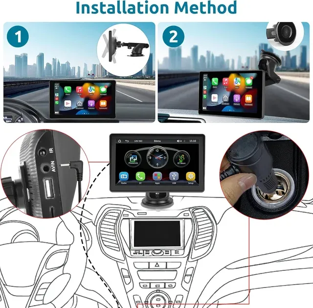 Pantalla CarPlay 7" táctil con Bluetooth y FM