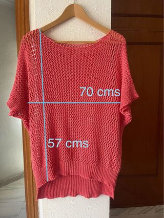 Jersey calado algodón salmón mujer 