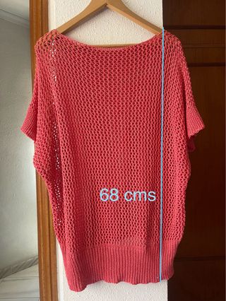 Jersey calado algodón salmón mujer 