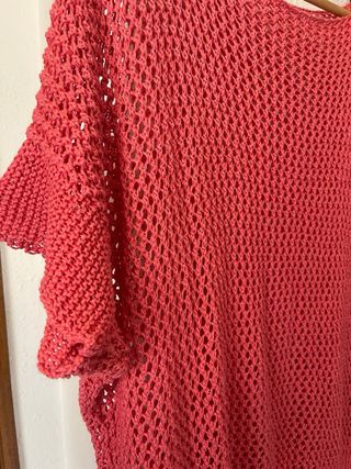 Jersey calado algodón salmón mujer 