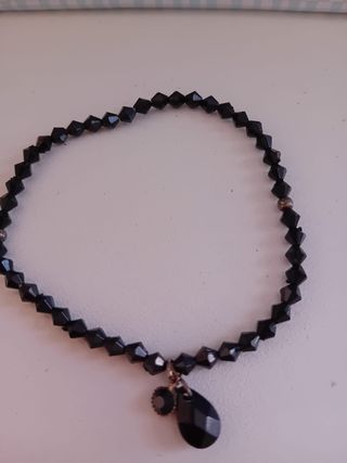 Pulsera TOUS elástica negra y plateada