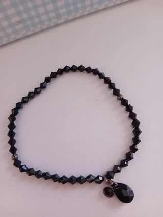Pulsera TOUS elástica negra y plateada