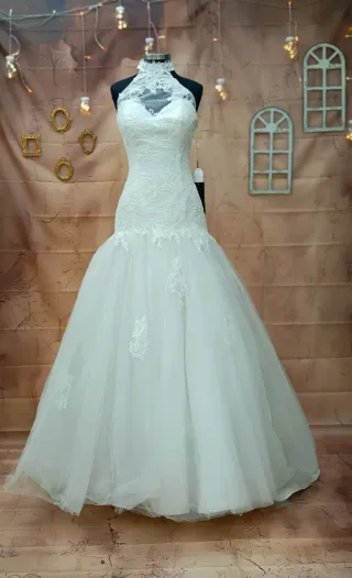 Vestido de Novia Encaje Halter