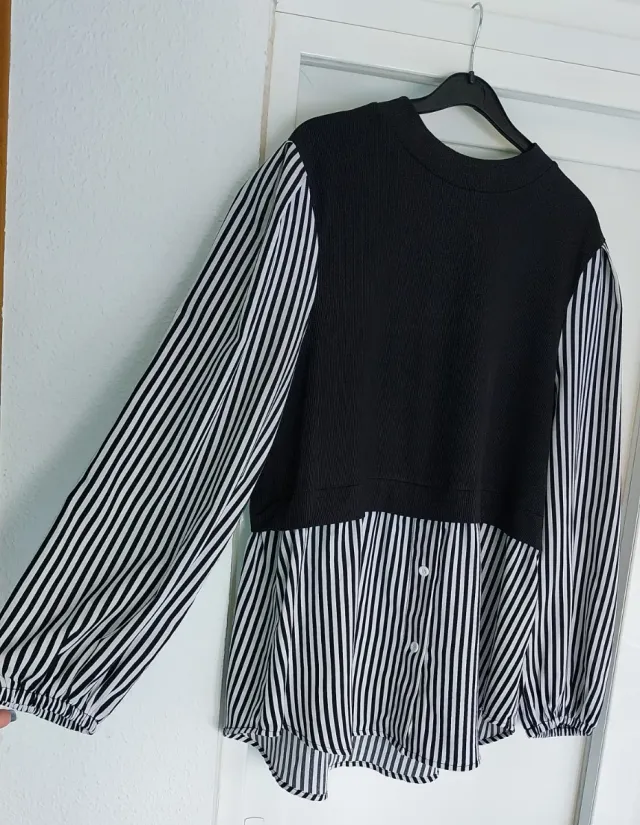 Camisa de manga larga con rayas Talla grande 1xl