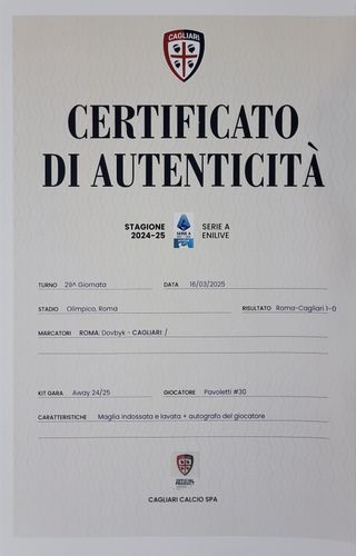 Maglia Cagliari 2024/25 Pavoletti COA