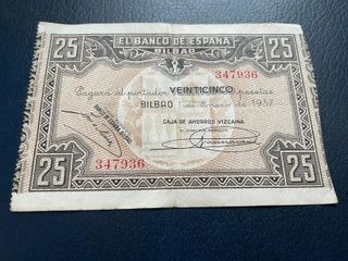Billete 25 pesetas 1 enero 1937, Guerra Civil