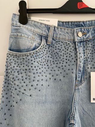 Pantalón Vaquero Straight Wide Zara de Mujer Talla