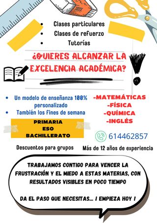 Clases de Matemáticas, Química, Física e Inglés