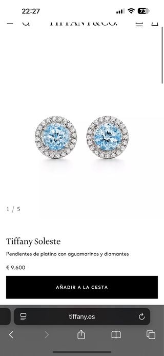 Tiffany Soleste Pendientes Aguamarina Diamante