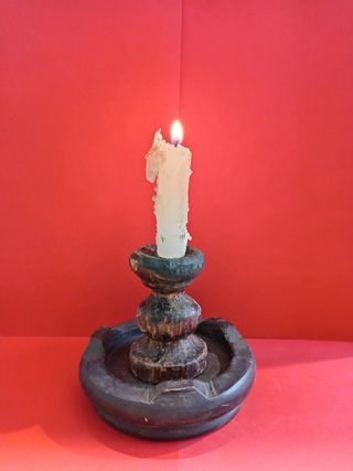 Portacandele in legno vintage