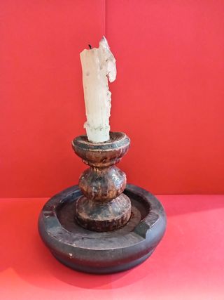 Portacandele in legno vintage