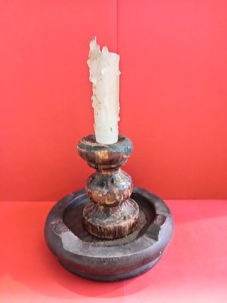 Portacandele in legno vintage