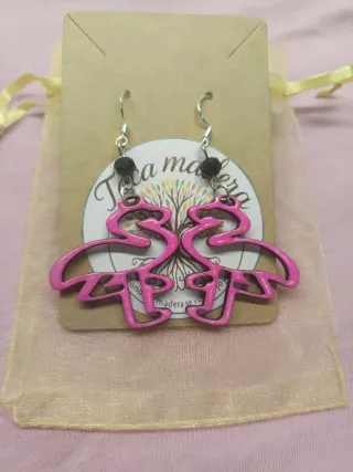 Pendientes Flamenco Madera y Plata