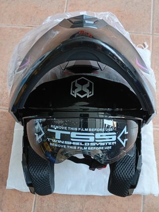 Casco modular negro con visera solar 2XL-3XL.