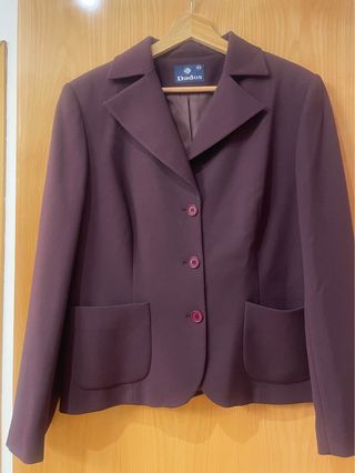 Blazer Dados Burdeos Talla 44 Mujer