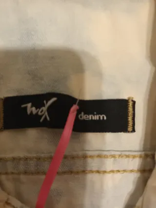 Chaqueta vaquera beige y azul