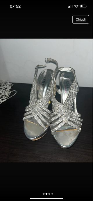 Scarpe donna FXMA argento con strass