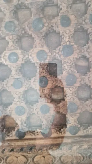 Mesa antigua madera maciza con cristal