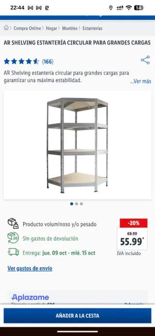 Estantería Metal Esquina 45cm