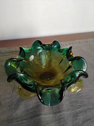 Centrotavola Murano Vetro Verde Ambra