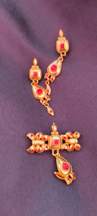 Pendientes Baturra Oro y Rojo