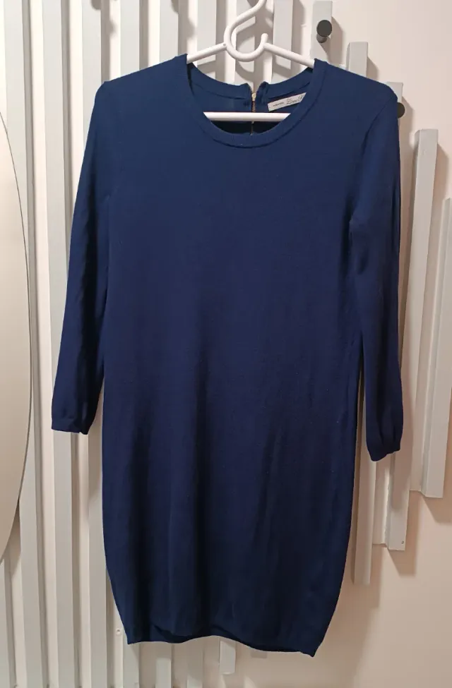 Vestido midi azul marino Zara Talla M