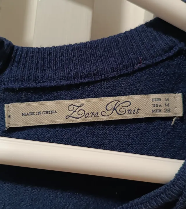 Vestido midi azul marino Zara Talla M