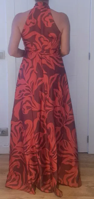 Vestido fiesta rojo estampado floral