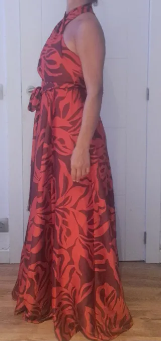 Vestido fiesta rojo estampado floral