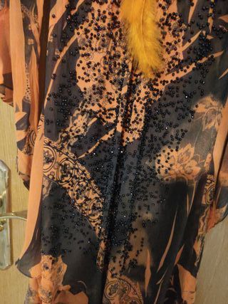 Vestido Kasike Talla Única Naranja/Negro